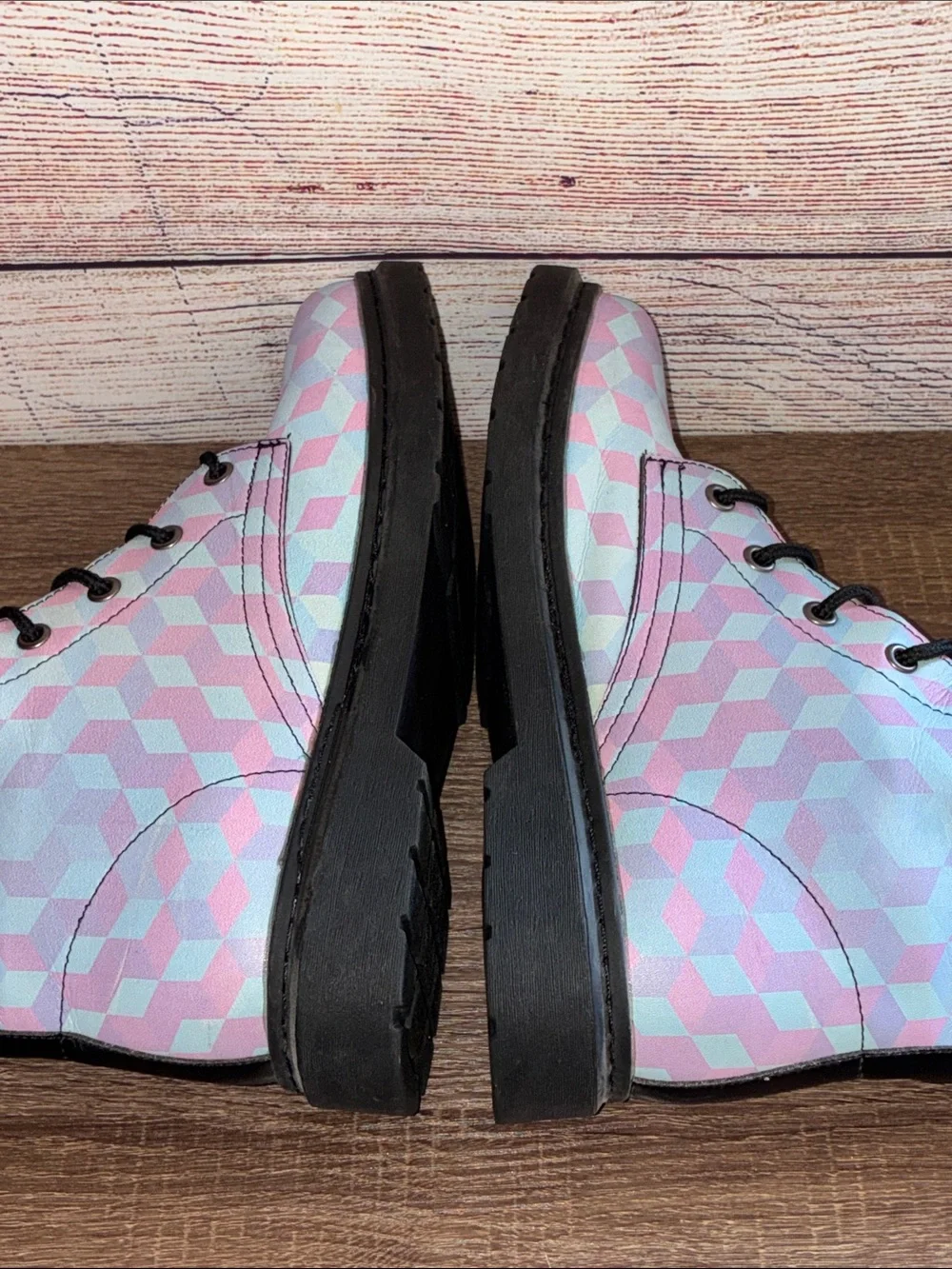 EUC Men’s 11 Electro Threads Pastel Geometric Combat Boots